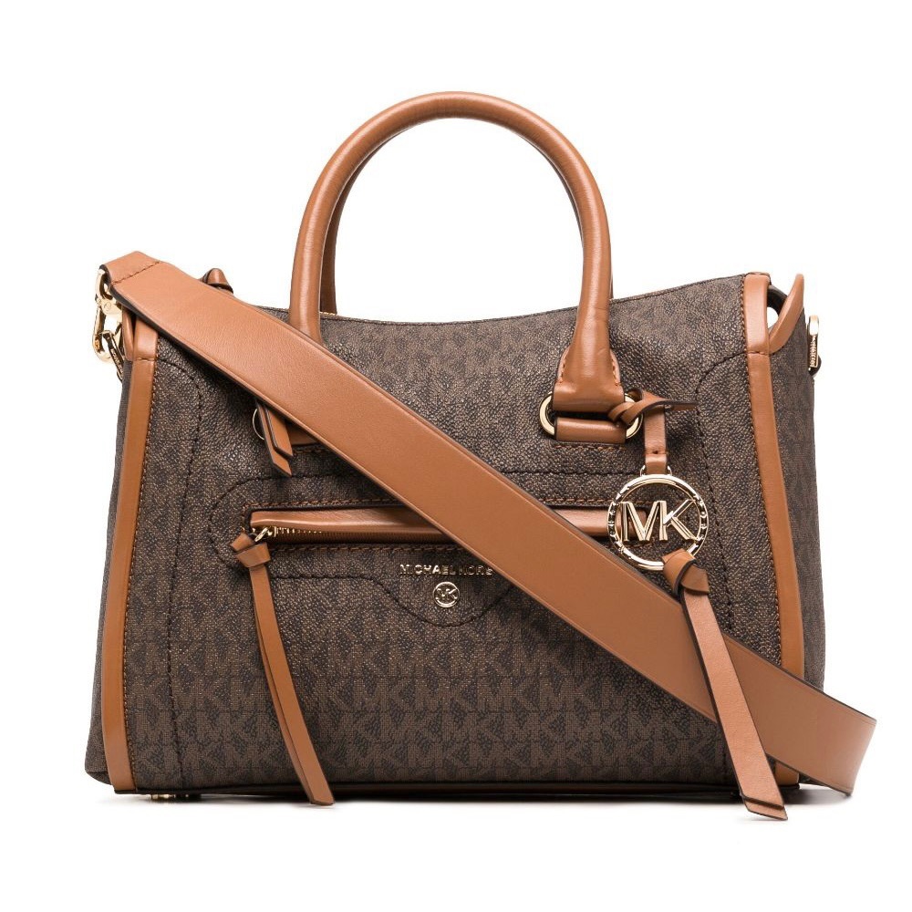 MICHAEL KORS Carine Satchel Crossbody Coated Canvas Leather Bag